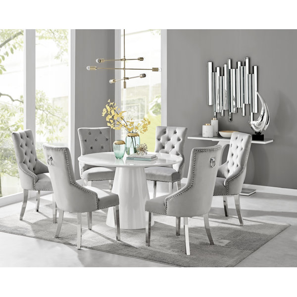 East Urban Home Edward Statement Pedestal Dining Table Set with 6
